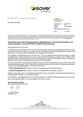 Stellungnahme ULTIMATE-Drahtnetzmatten Rohdichte