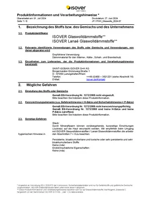Glaswolle Produktinformationen und Verarbeitungshinweise