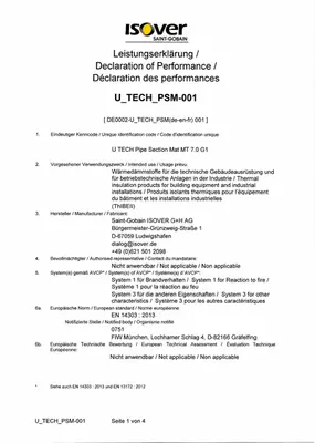 Leistungserklärung (DOP) U TECH PSM