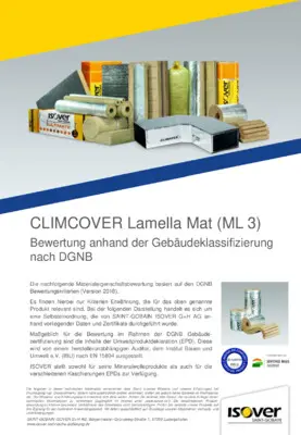 DGNB Klassifizierung - CLIMCOVER Lamella Mat (ML 3)