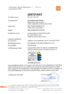 VDI 2055 Zertifikat - TECH Lamella Mat (ML-DT)
