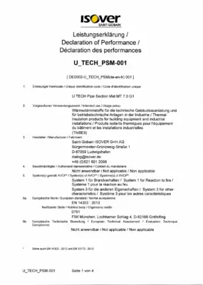 Leistungserklärung (DOP) U TECH PSM