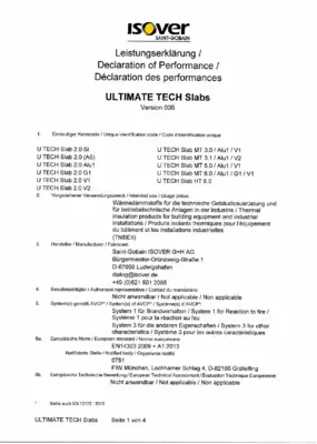 Leistungserklärung (DOP) ULTIMATE TECH Slabs