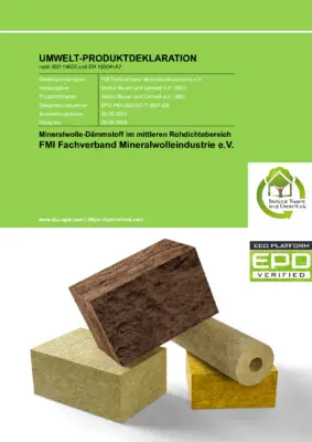 EPD Mineralwolle - mittlere Rohdichte (Raumgewichte bis 60-120 kg)